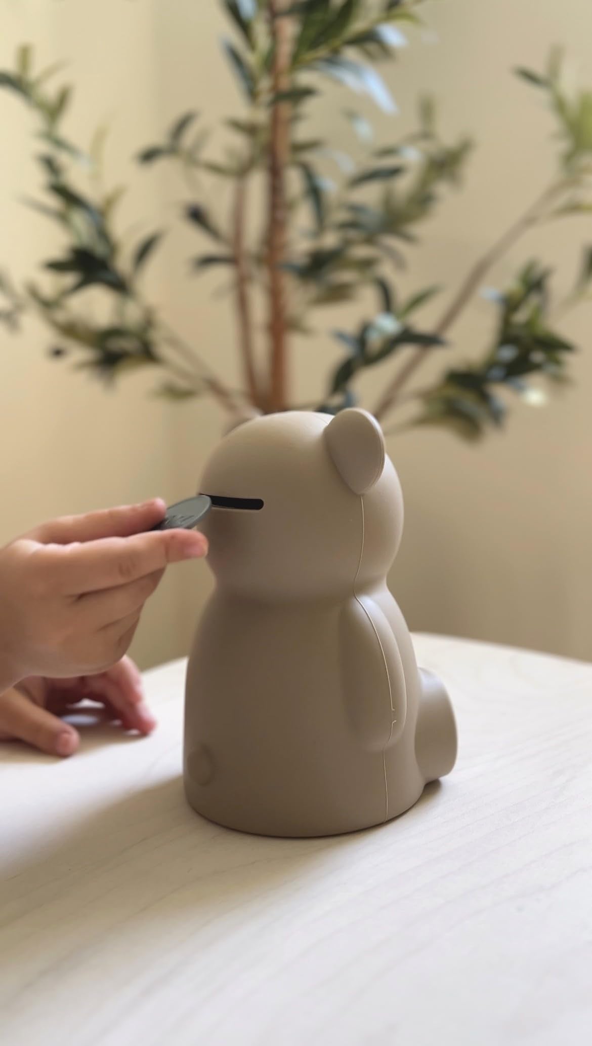 Neutral Silicone Teddy Bear Coin Bank for Kids  Baby  and Toddler. Unbreakable Piggy Bank for Kids -Nursery Decor - Durable Money Bank Gift for Children