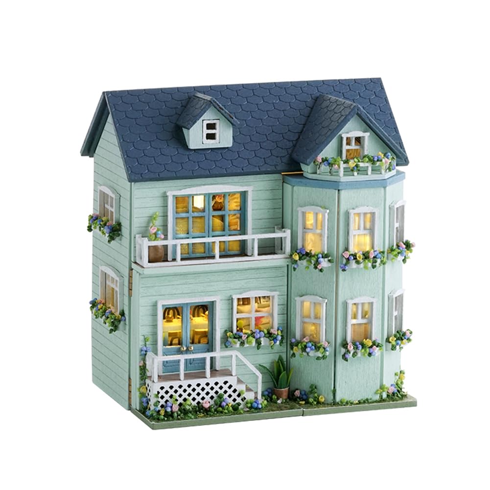 DIY Miniature Wooden Dollhouse Furniture Kit Mini Handmade Doll House with LED 1:24 Scale Creative Woodcrafts Toys for mature-themed Friend Lover Birthday Gift (Homely House)