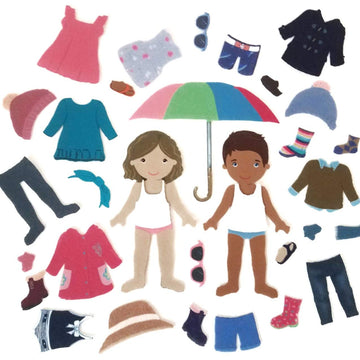 My Felt Story Dress Me Up 56 Pcs - Sporty Felt 8    Doll Figures For Kids | Multicultural Skin Tone Diversity | Fun Classroom Le