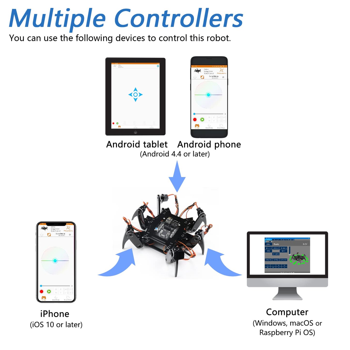 Freenove Hexapod Robot Kit (Compatible With Arduino Ide), App Remote Control, Walking Crawling Twisting Servo Stem Project
