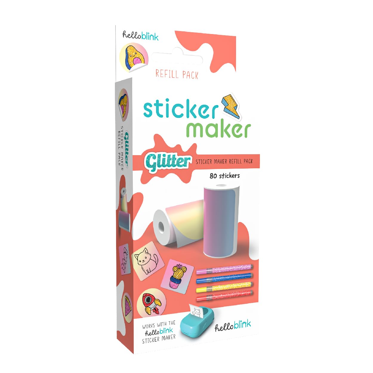 Hello Blink - Sticker Maker - Refill Pack with 80 Glitter Stickers - Children Ages 8+