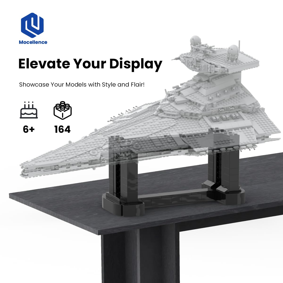 Mocellence Lego Imperial Star Destroyer Display Stand, Model F-A0616, Durable Plastic, Ideal for Kids and Adults, Easy Assembly