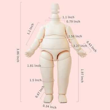 Ymy Pear Shaped Doll Body 1/12 Scale Cute Fat Action Figure Suitable For Ymy 1/12 1/8 Bjd Gsc Doll Head (Honey Peach)