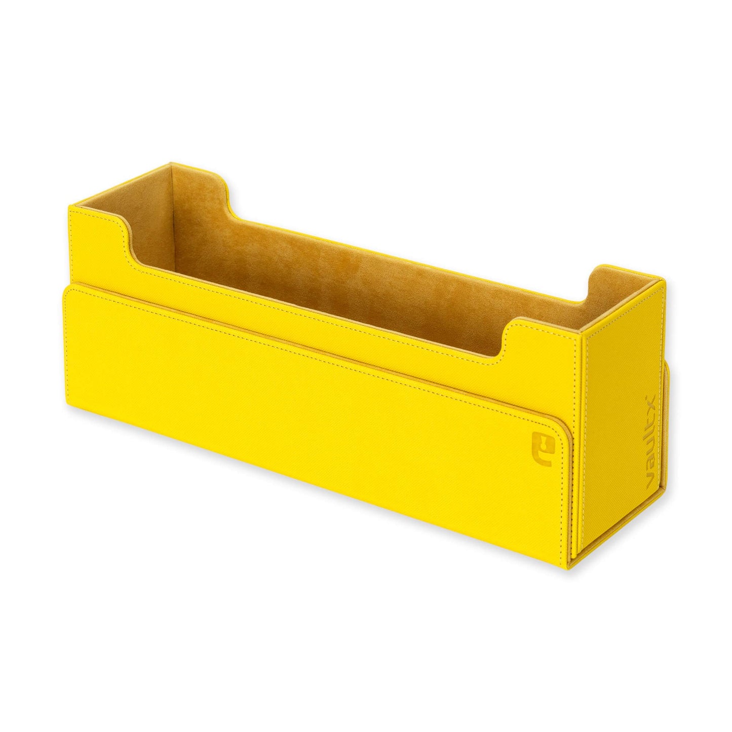 Vault X Exo-Tec Card Box 450+ Storage With Detachable Magnetic Lid, Dividers & Foam Fillers To Organize Deck Boxes, Toploaders, Tcg/Ccg & Sports Cards (Yellow)