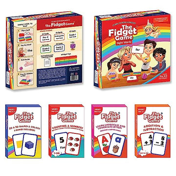 The Fidget Game Kindergarten Learning Bundle - Learn To Read In Weeks, Master 500 Flash Cards - High-Frequency Dolch Sight Words, Numbers, Addition & Subtraction & Shapes - For Pre-K To Grade 3