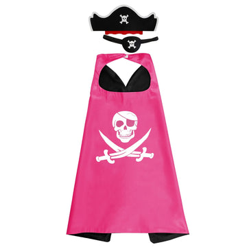 Riorand Cartoon Pirate Dress Up Satin Capes Cosplay Birthday Party Kids Costume (1-Pack-Pink)