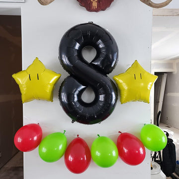 Paticool 40 Inch Black Number Balloon 8, Large Number Foil Balloons Mylar For Girl Boy Birthday Party Celebration Decorations Su