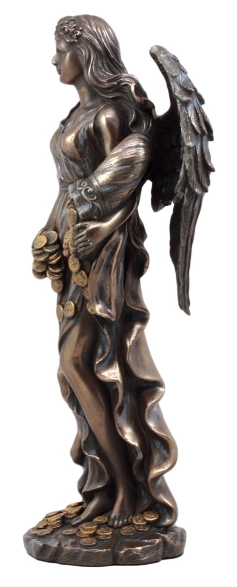 Ebros Gift Roman Greek Goddess Fortuna With Bountiful Gold Coins Statue 11.5' H Tyche Lady Of Fate Fortune Prosperity Providence Figurine