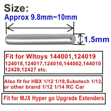 ZDingTech 60PCS 1.5x10mm Dowel Pin,Wltoys 144001 Hinge pin Spare Parts,Wltoys 124017 Hex Wheel Hub Nut Pins RC Car for WLtoys 12