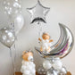 54Pcs Star Foil Balloons Moon Foil Mylar Balloons With 50Pcs Silver Star Balloons And 4Pcs Large Moon Foil Balloons For Baby Sho