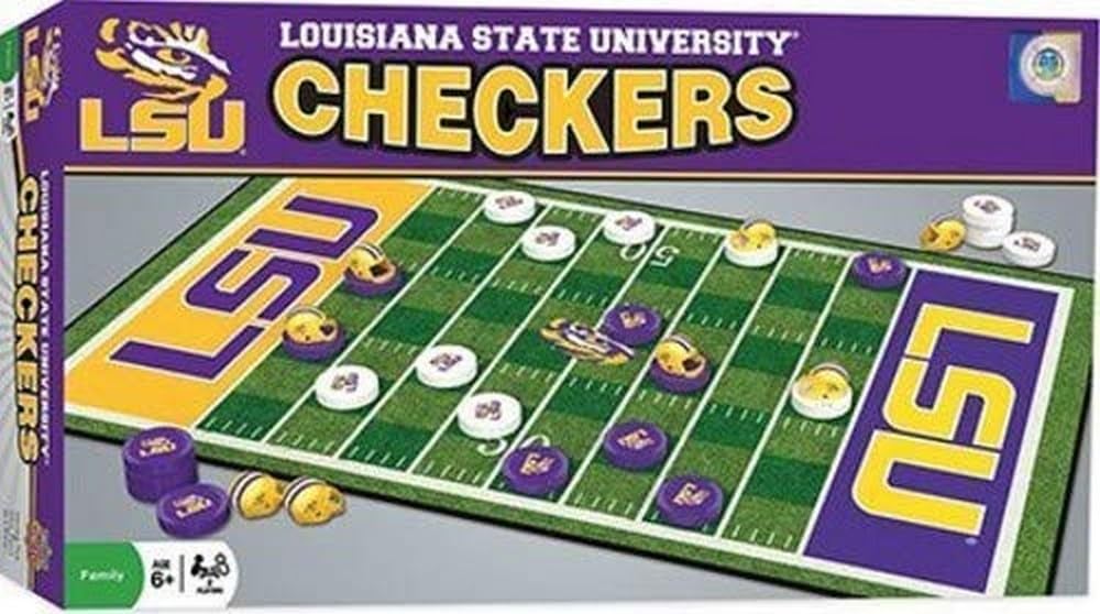 MasterPieces Family Game - NCAA LSU Tigers Checkers - Officially Licensed Board Game for Kids & Adults, 13 x 21