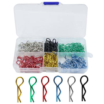 180pcs Universal RC Body Clips Car Clips Steel R Clips Stainless Steel for All 1/8 1/10 1/12 Scale Traxxas Redcat HPI Himoto HSP