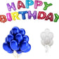 Jindal Party Products Happy Birthday Letter Foil Balloon set of 13 Letters (Multi Color) + HD Metallic Finish Balloons (Blue ,Wh