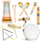 Baby Musical Instruments-Montessori Wooden Toys for Toddlers Age 3 Neutral Colors Percussion Instruments Set with Modern Boho Xy