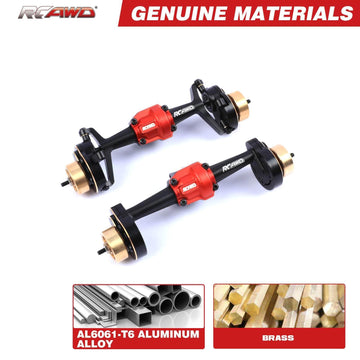 RCAWD Brass Weighted Front & Rear Portal Axle Set for Hobby Plus CR-18P Rock Van, T-Hunter, Trail Hunter Upgrades Parts Black