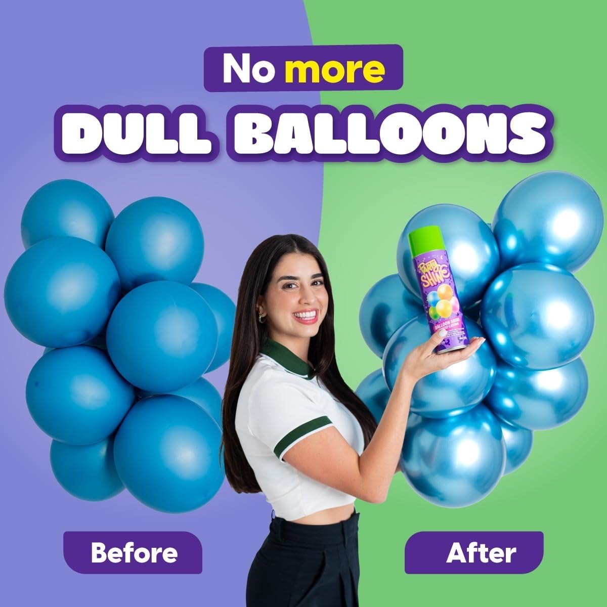 Shiny Fiesta Shine Spray for Latex Balloons, Waterproof Silicone Formula, 13oz (2 Pack), Fragrance-Free, Original Color
