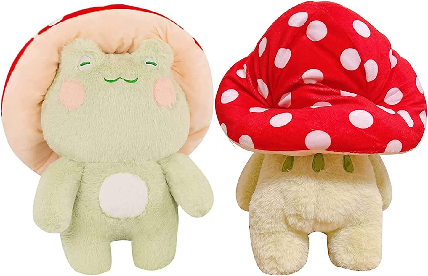 Enivtfz Frog Plush Toy - 10" Light Green Stuffed Animal with Red Mushroom Hat - Kawaii Gift for Kids and Adults