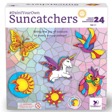 Toykraftt Glass Painting Window Art Suncatchers - Diy Art N Craft Set, Painting Kit For Kids 7 To 12 Years Old, Glass Painted Wi