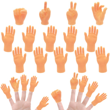 14 Pcs Tiny Finger Hands,Premium Rubber Mini Tiny Finger Hands,Flat Hand Style Mini Hand Finger Puppets For Puppet Show,Gag Performance,Party Favors