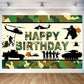 Camo Birthday Party Backdrop Camouflage Happy Birthday Banner Army Military Photography Background for Welcome Soldier Party Dec