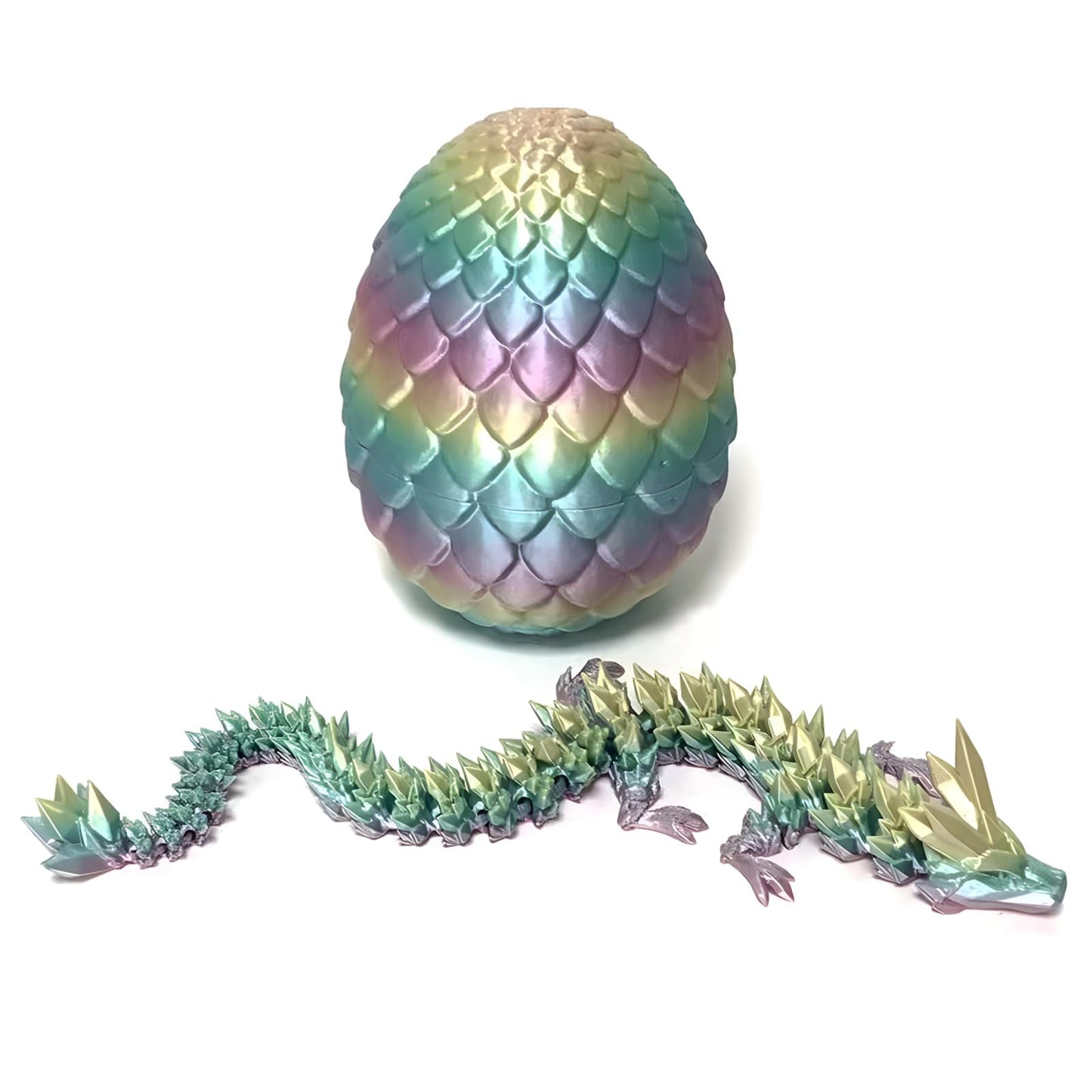 3D Printed Dragon Eggs with Dragon Inside - Fun Fidget Figurine Toys  Easter Basket Stuffers Surprise Mystery Crystal Printing Dragon Egg mature-themed Home Office Desk Decor Toy Gifts (Rainbow Colors)