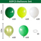 60Pcs Green Party Balloons, Dark Green Emerald Green Lime Green Chrome Metallic Green And White Latex Balloons, For Green Themed