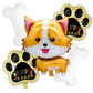 Party Decorz Dog Foil Balloons Set Of 5PC (1 pcs Dog Balloon+2 pcs Paw Foil Balloon +2pcs Bone Foil Balloon) For Dog Theme Anima