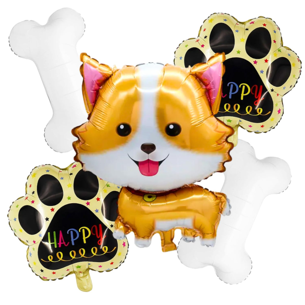Party Decorz Dog Foil Balloons Set Of 5PC (1 pcs Dog Balloon+2 pcs Paw Foil Balloon +2pcs Bone Foil Balloon) For Dog Theme Anima
