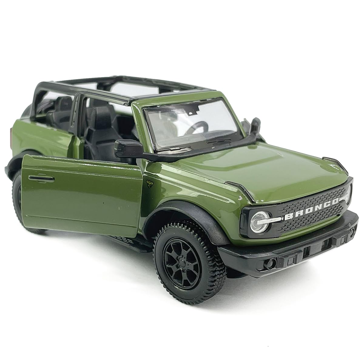 2-Door Convertible Bronco Badlands Model Car 1/36 Scale Diecast Toy Cars Metal Alloy Childrens Vehicles, Pull Back Doors Open, B