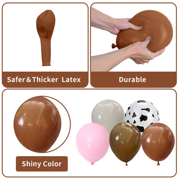 121 Pcs Cow Print Balloon Arch Kit, Pink Nude Brown Tan Apricot Cow Balloon Arch Garland Kit Different Sizes, Balloons Garland K