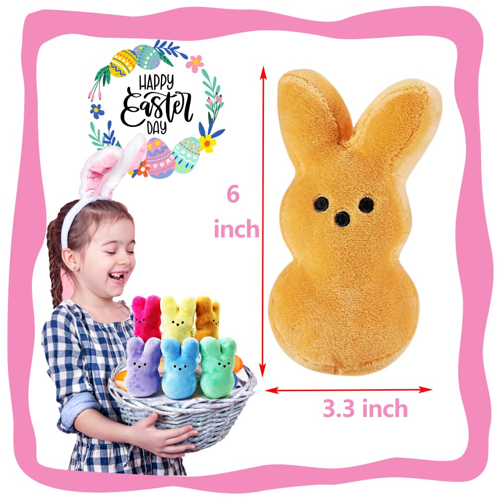 Vizethru 12 Pcs Easter Bunny Plush Toys Decorations Cute Animal Bunny Stuffed Doll Easter Basket Stuffers Gift For Kids (6 Inches)