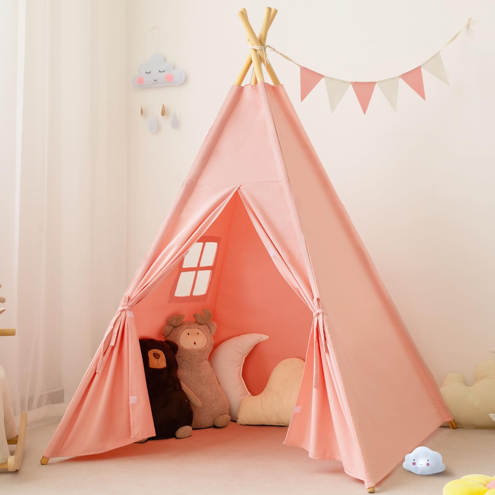 Rongfa Teepee Tent For Kids-Portable Children Play Tent Indoor Outdoor (Pink)