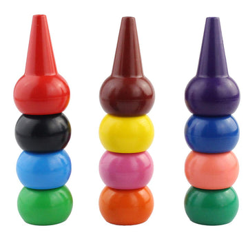 Wobe Finger Crayons for Toddlers, Palm-Grip Crayons 12 Colors Paint Crayons Sticks Stackable Toys for Kids Toddlers Child Boys a