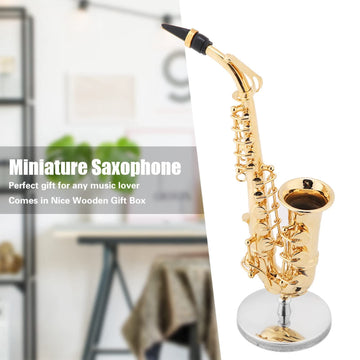 Tnfeeon Miniature Alto Saxophone, Mini Musical Instrument Saxophone with Stand and Case Simulate Instrument Miniature Dollhouse