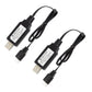 2 Pack USB Charger Cable for 7.4V 1A 2S LiPo & Li-ion Batteries - USB to XH-3P Connector for Charging Compatible with Gel Splatt