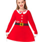Christmas Santa Dress for Girl Long Sleeve Xmas Red Tshirt Dress Unique Ugly Swing Dresses 5-6 Years