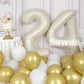 Suwen 40 Inch Large Cream White 24 Number Balloons Big Foil Helium Number Balloons 0-9 Jumbo Happy 24Th Mylar Birthday Party Dec