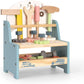 ROBOTIME Tool Bench Set for Toddlers - Mini Wooden Work Bench for Kids, Construction Toys w/Wooden Tools, Educational Pretend Pl