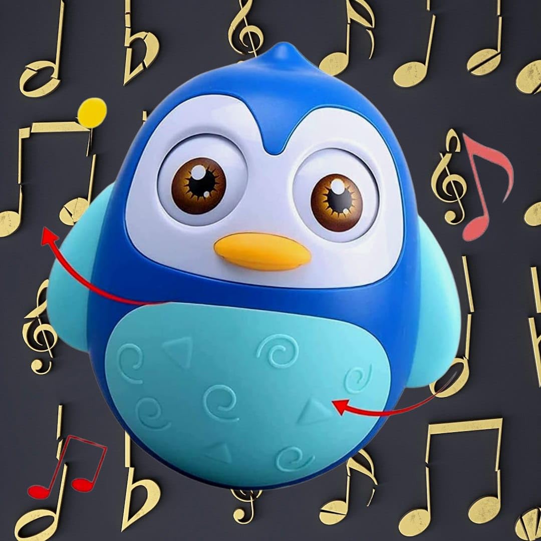 Smartezo@Tumbling Penguin Toy  Musical Wobble For Babies And Toddlers, Interactive Crawling Toy For 6+ Months