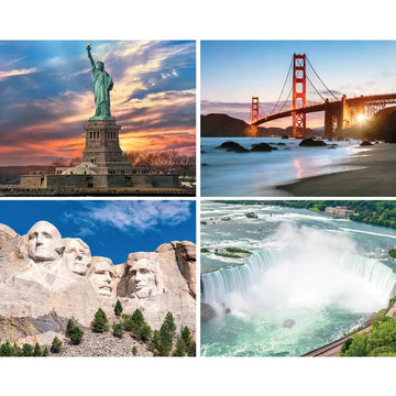 Bits and Pieces - 4-in-1 Multi-Pack Jigsaw Puzzles for Adults - US Landmarks Jigsaw Puzzle Set Bundle, Completed Puzzle Size: 10