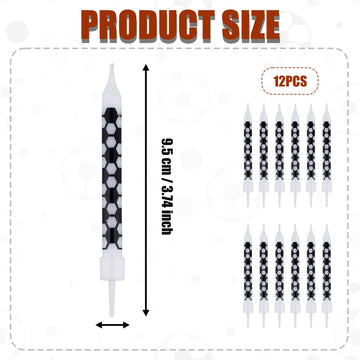 12pcs Black and White Checkered Flag Candles, Soccer Party Birthday Candles Charm Racing Cars Themed Candle for Sports Fans Birt