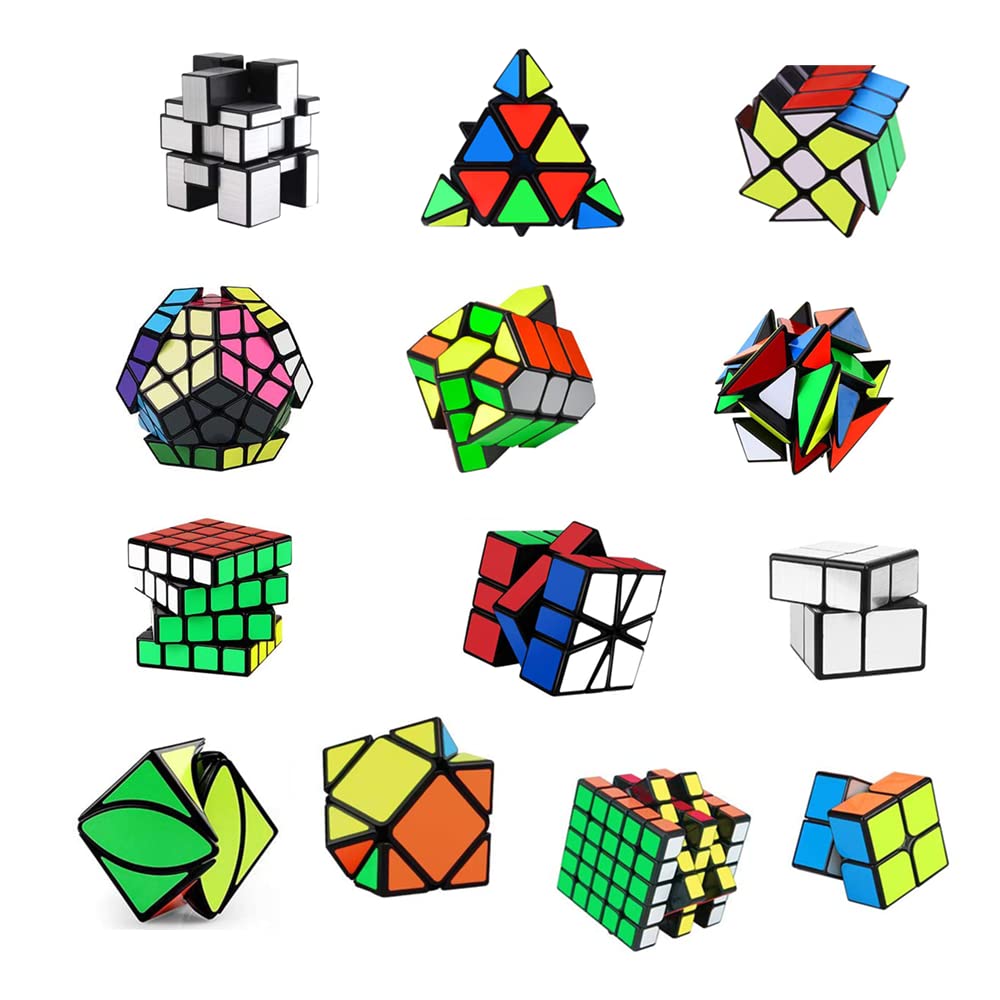 Speed Cubes, [13Pack] Speed Cube Set - Megaminx Mirror Pyramid Fluctuation Angle Wheel Square King Puzzle Cube Collection Speed Cube Bundles For Kids& Adults