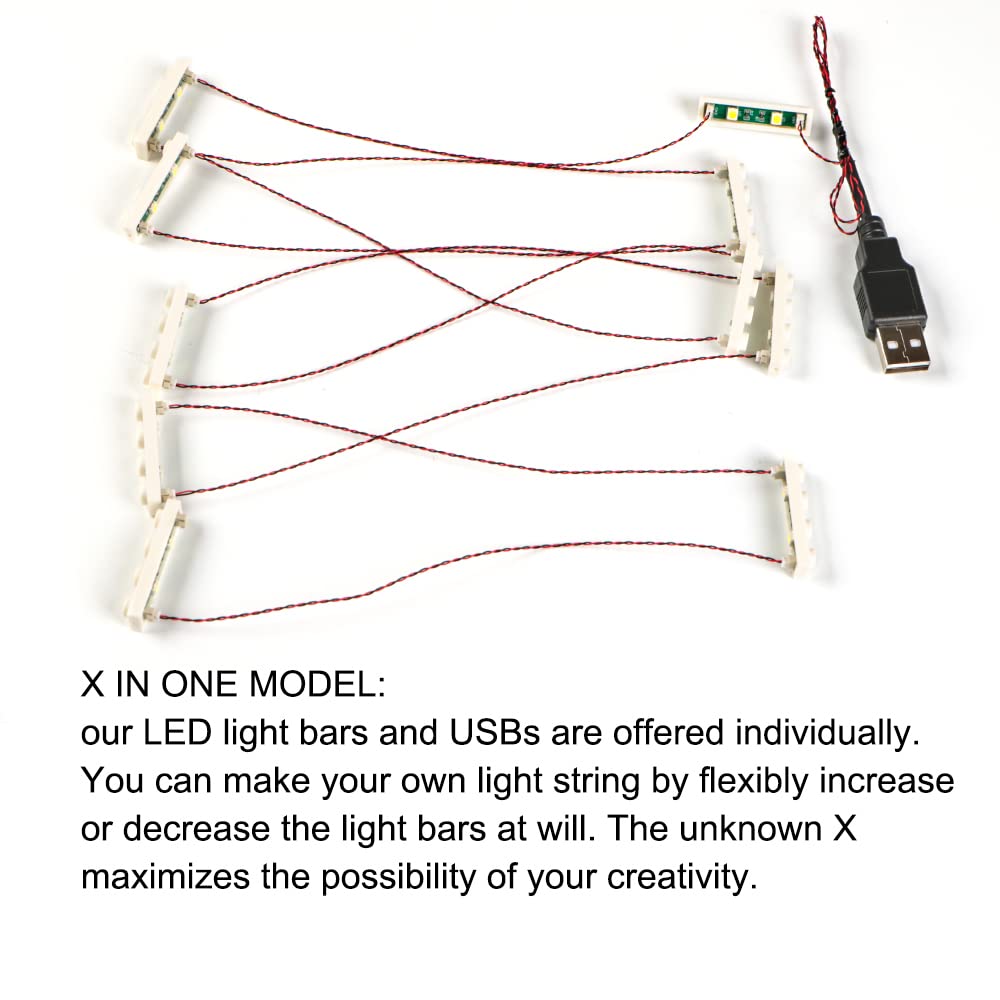 Teddoo 20Pcs 1X4 Led Lighting Kit (X In One Lights Powered By Usb) Bricks City Diy Combination Module Compatible With Lego Bricks 3710 (Warm White)