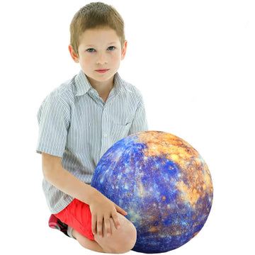 Elainren Soft Planet Mercury Plush Toy Realistic Stuffed Space Planet Toy Cute Solar System Planet Plushie Doll Gifts/10.6''