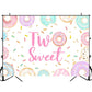 Avezano Donut Two Sweet Birthday Backdrop Second Birthday Party Decorations Background Sprinkles Donut Happy 2Nd Birthday Party