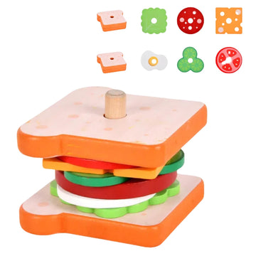 Montessori Toys For 3+ Year Old, Wooden Sandwich Stacking Food Toys For Toddlers 3 4 5, Preschool Learning Activities Fine Motor