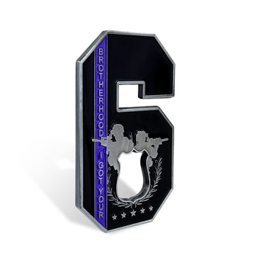 The Blue Line Challenge Coin Police Officer Law Enforcement I Got Your Six-Brotherhood Black 2.7