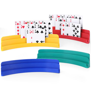 BOBOKA Card Holders for Playing Cards, Set of 4 Playing Card Holder for Kids and Adults, 3 Layers Design, Hands Free Cards Holde