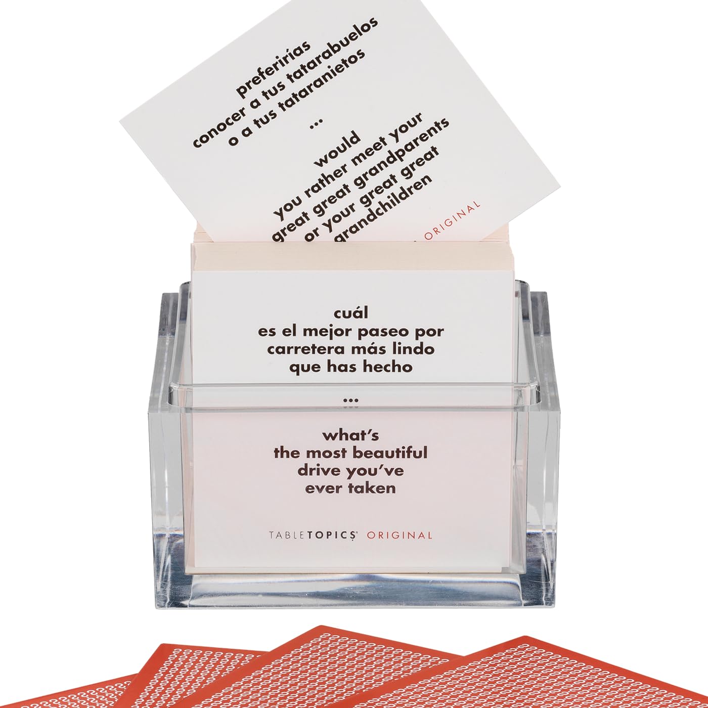 TableTopics Original En Espanol Card Game - 135 Question Cards for Learning Spanish, Model TT-0117-A, Made of Cardstock