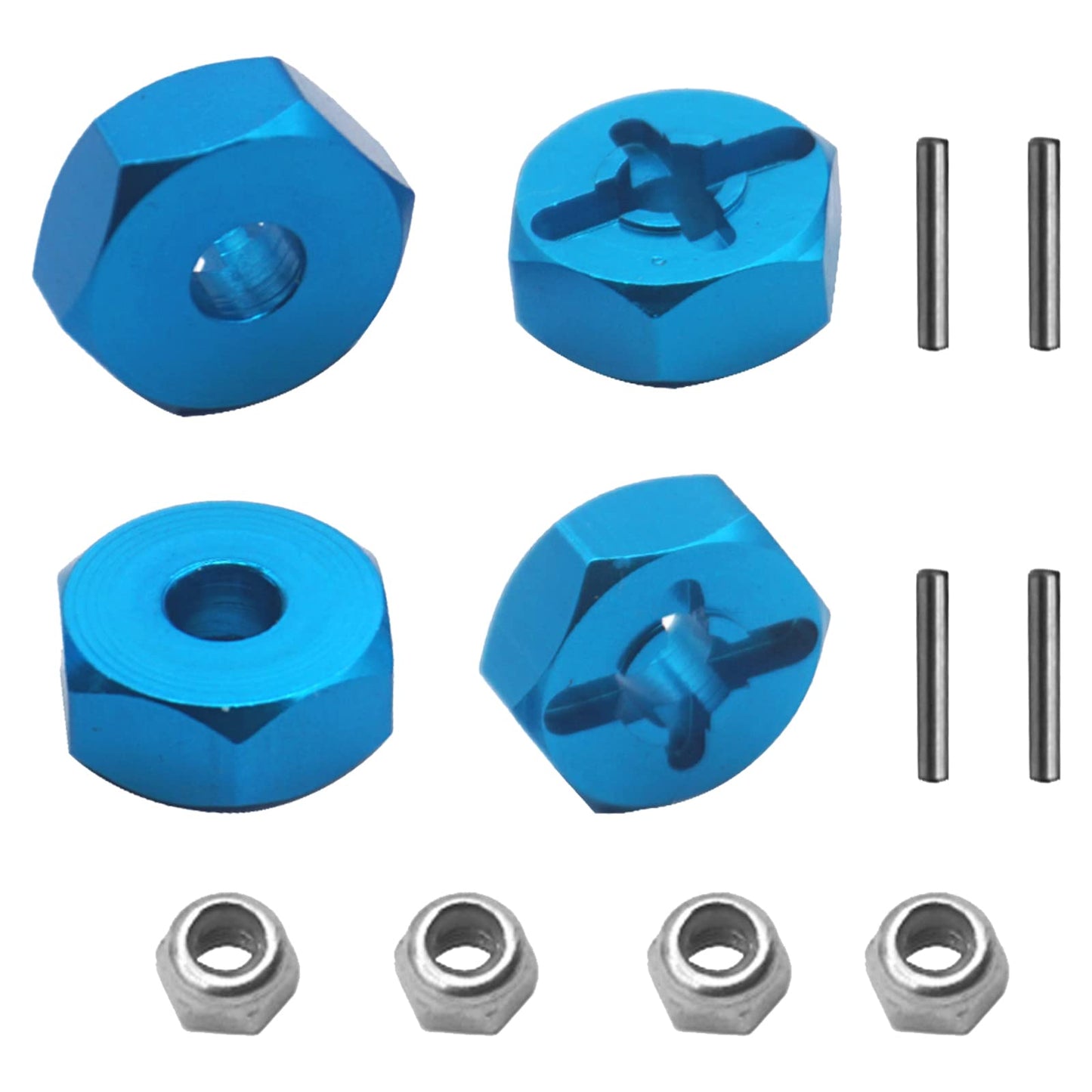 4Pack Vgoohobby RC Wheel Axle Shaft Locknuts with 7mm to 12mm Wheel Hex Hub Convert Adapter Compatible with Wltoys A959 A969 A97